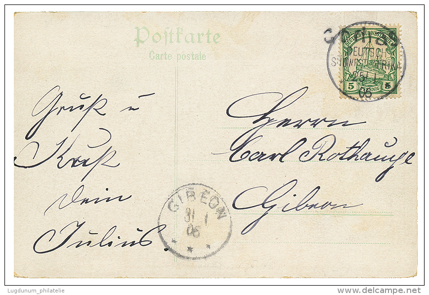 GOCHAS : 1906 5pf Canc. GOCHAS (type 3) On Card To GIBEON. Vf. - German South West Africa