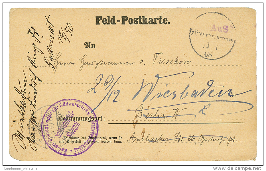 VERMESSUNG EXPEDITION : 1906 AUS (type 2) On Military Card To BERLIN. Vvf. - German South West Africa