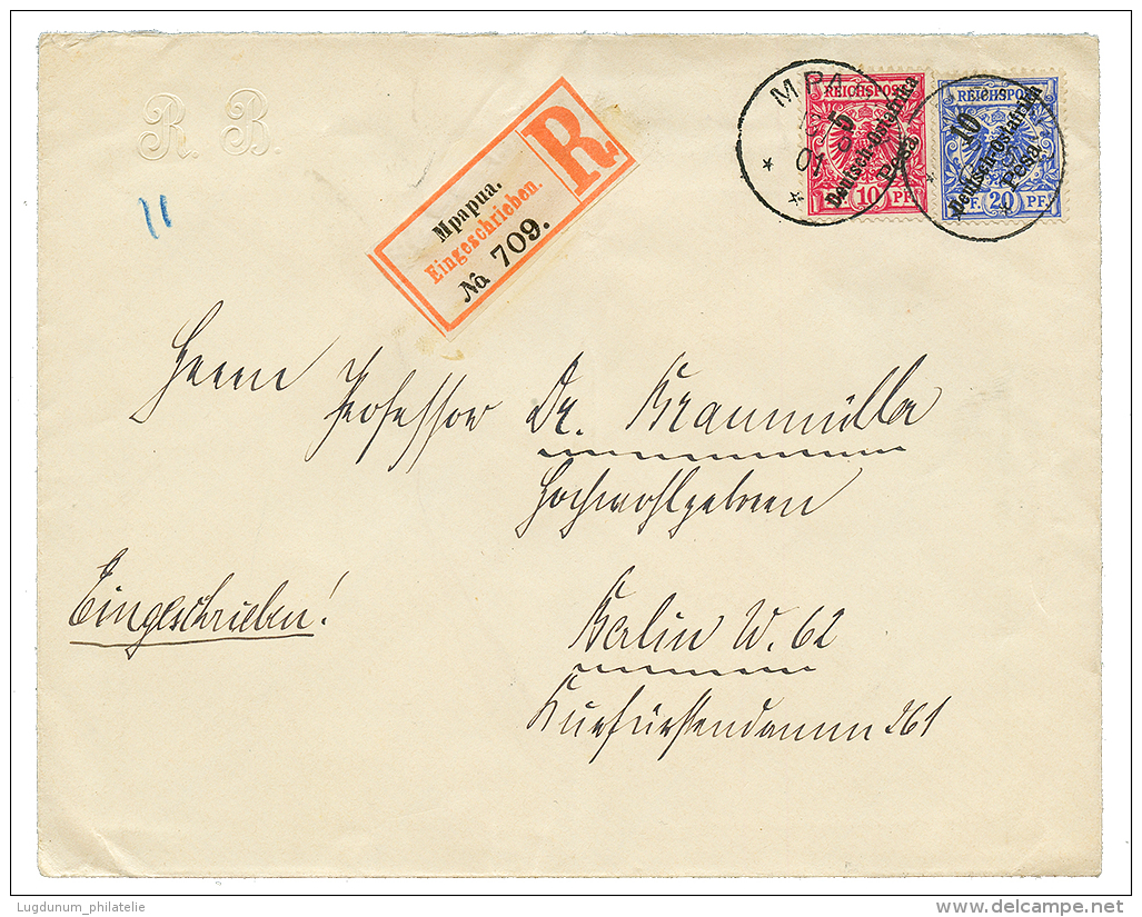 MPAPUA : 1901 5p On 10pf + 10p On 20pf Canc. MPAPUA On REGISTERED Envelope To GERMANY. Vvf. - German East Africa