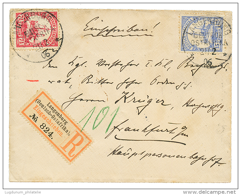 LANGENBURG : 1906 7 1/2h + 15h Canc. LANGENBURG On REGISTERED Envelope To GERMANY. Vf. - Duits-Oost-Afrika