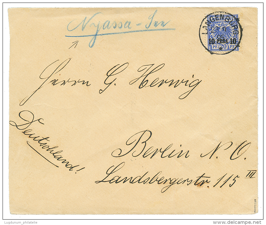 NYASSA Via LANGENBURG : 1895 10p On 20pf Canc. LANGENBURG + "NYASSA" On Envelope To BERLIN. Vf. - German East Africa