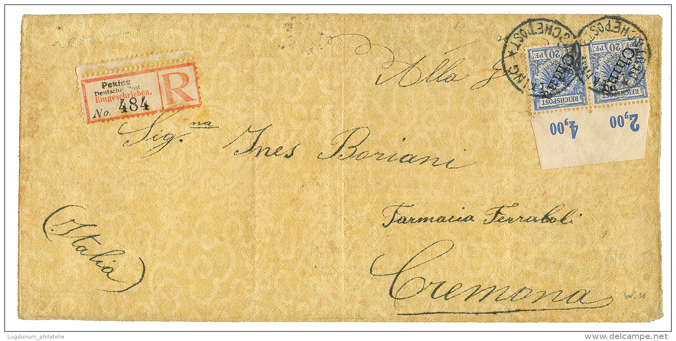 1900 20pf(x2) Canc. PEKING On Native Envelope Sent REGISTERED To CREMONA(ITALY). Arrival 12.12.00 On Reverse. Signed STE - China (offices)