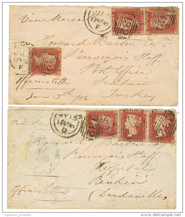 1856 2 Covers With 1d(x3) To HOSPITAL RENKIOU DARDANELLES Or SCUTARI (TURKEY). Vf. - Postmark Collection