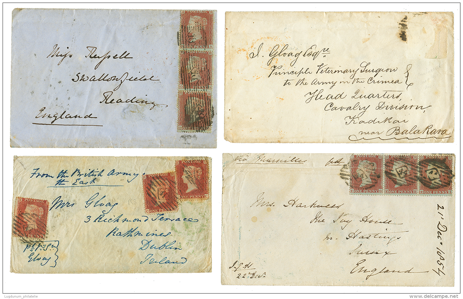1854/55 Lot 3 Covers With 1d(x3) Canc. On Arrival At LONDON + 1 Envelope(stamp Lost). F/Vf. - Postmark Collection