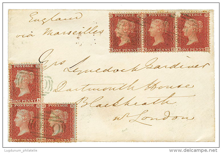 1856 1d(x6) Some Faults Canc. O*O On Envelope(double Rate) To LONDON. Vf. - Postmark Collection