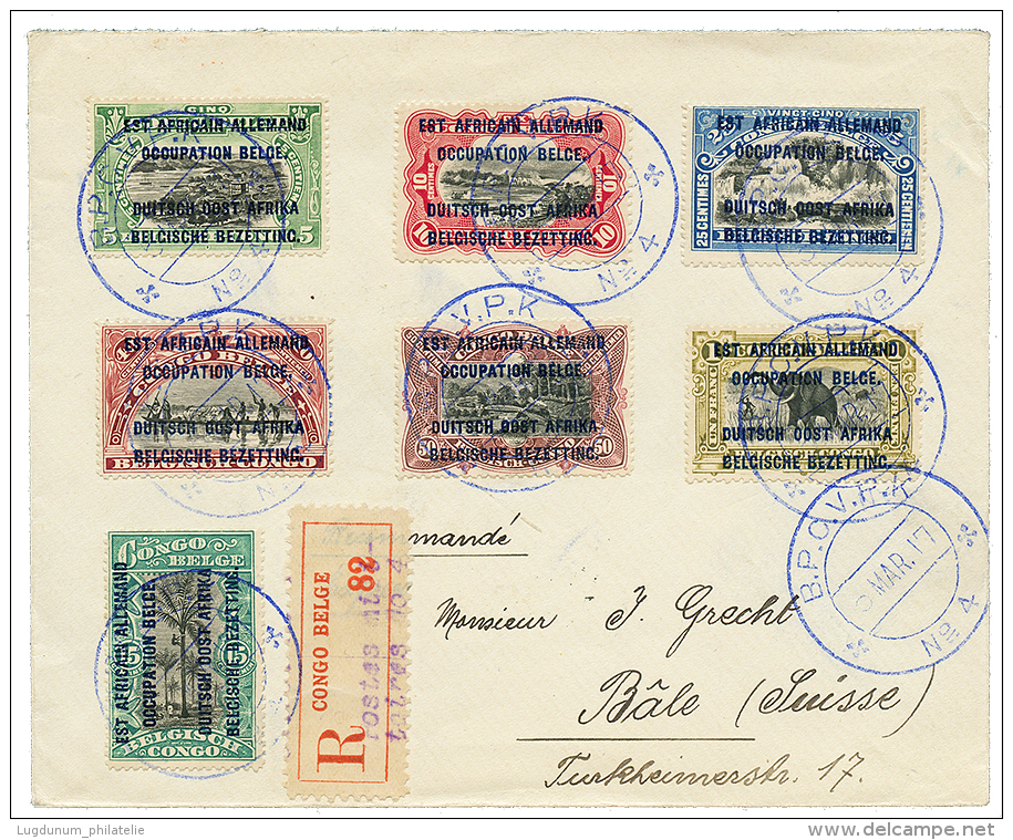 1917 5c To 1F Canc. BPC N°4 On REGISTERED Envelope To SWITZERLAND. Superb. - Other & Unclassified