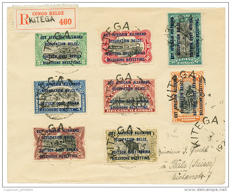 KITEGA : 1920 5F(rare)+ 1F+ 50c+40c+25c+15c+10c+5c Canc. KITEGA On REGISTERED Envelope To SWITZERLAND. Scarce. Vvf. - Other & Unclassified