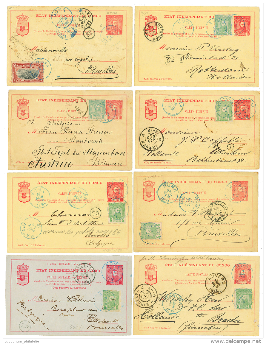 1893/98 Superb Lot Of 16 Postal Stationery With Additional Franking To FOREIGN Destinations. Vvf. - Other & Unclassified