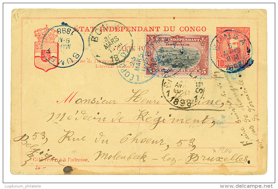 BOMOKANDI Via BUMBA : 1898 P./Stat 10c Datelined "BOMOKANDI"+ 5c Canc. BUMBA To BELGIUM. Central Crease. Vf. - Other & Unclassified