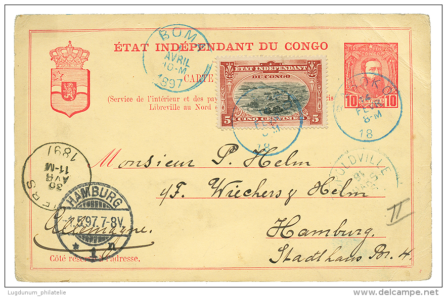 BASOKO : 1897 P./Stat 10c Datelined "FALLS" + 5c Canc. BASOKO To GERMANY. Very Light Crease. Vf. - Other & Unclassified