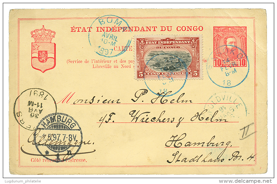 BASOKO : 1897 P./Stat 10c Datelined "FALLS" + 5c Canc. BASOKO To GERMANY. Very Light Crease. Vf. - Andere & Zonder Classificatie