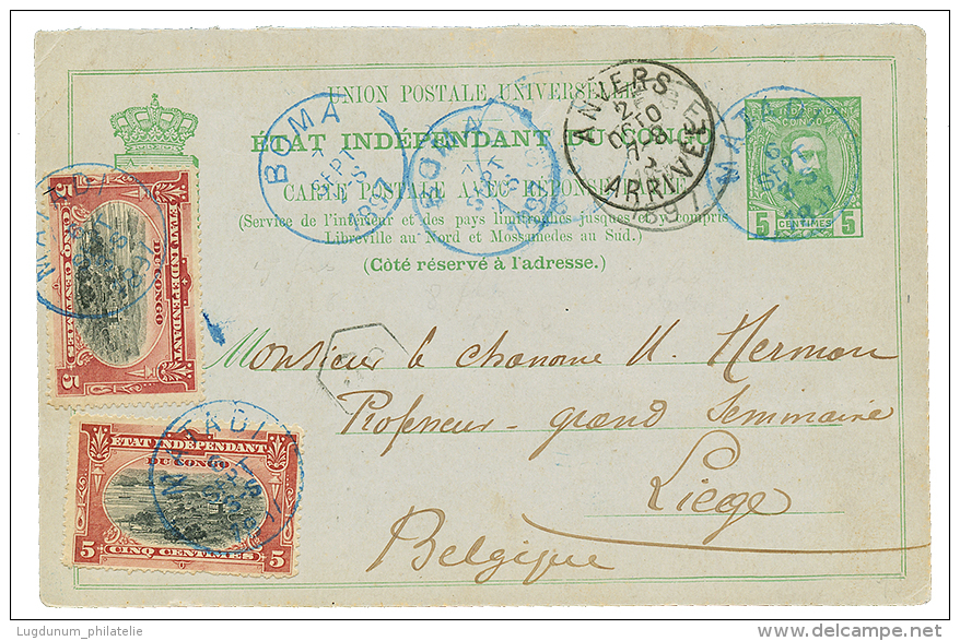 1897 P./Stat 5c + 5c(x2) Canc. MATADI Via BOMA To BELGIUM. Vvf. - Other & Unclassified