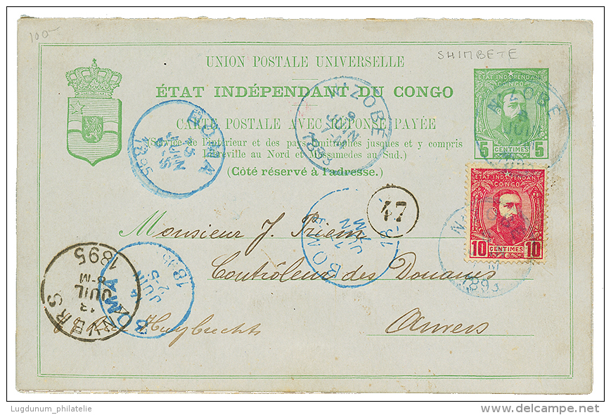 SHIMBETE Via N'ZOBE : 1893 P./Stat 5c Datelined "SHIMBETE" (+ Reply 10c Unused) + 10c Canc. N'ZOBE To BELGIUM. Vf. - Other & Unclassified