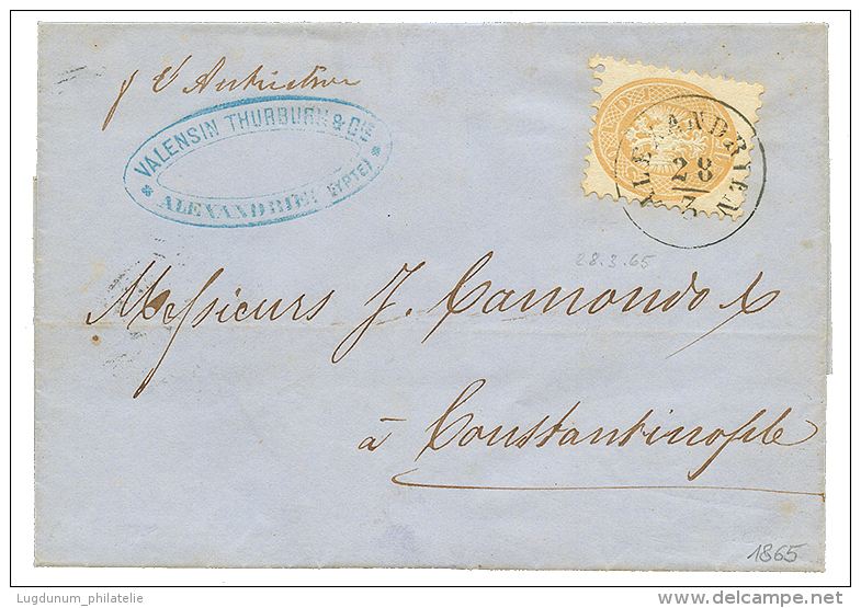 1865 15 Soldi Canc. ALEXANDRIEN On Entire Letter To CONSTANTINOPLE(TURKEY). Superb. - Oostenrijkse Levant