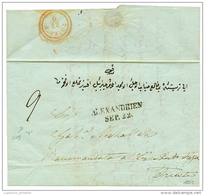 1850 ALEXANDRIEN/SEP.22 On Entire Letter To TRIEST. Vvf. - Oostenrijkse Levant