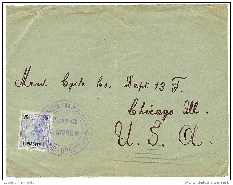 1 P Canc. NAVIGAZIONE GEN. ITALIANA PIROSCAFO S.GIORGIO / FLORIO RUBATTINO On Envelope (flap Missing) To USA. Very Scarc - Andere & Zonder Classificatie