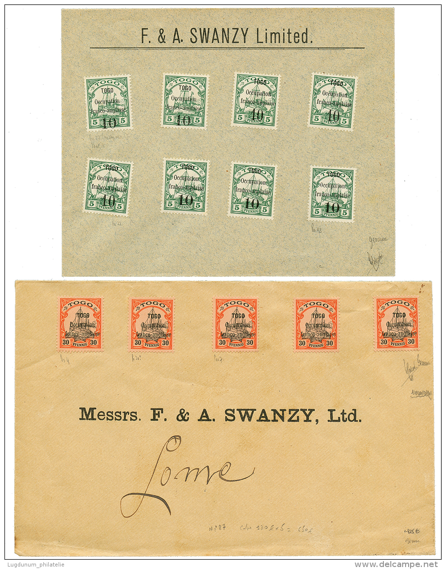 OCCUPATION FRANCO ANGLAISE : 2 Lettres Avec 10 S/ 5pf(x8) Diff. Types Et 30pf(n°27)x5. Timbres Non Oblitér&ea - Covers & Documents