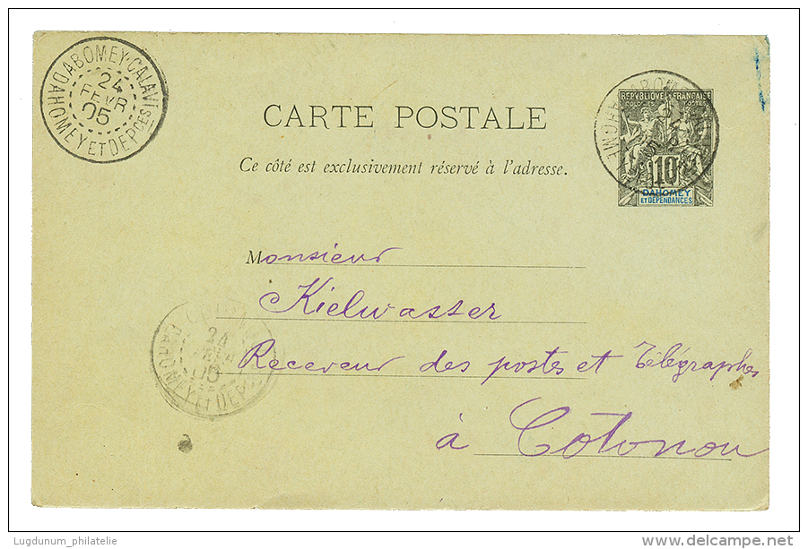 1905 Entier 10c Obl. ABOMEY-CALAVI DAHOMEY ET DEP. Pour COTONOU. RARE. TB. - Covers & Documents