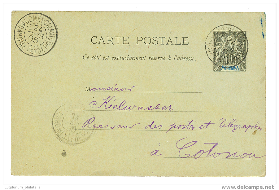 1905 Entier 10c Obl. ABOMEY-CALAVI DAHOMEY ET DEP. Pour COTONOU. RARE. TB. - Brieven En Documenten