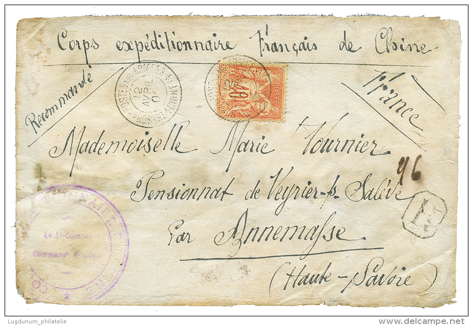1901 40c SAGE Obl. TRESOR ET POSTES AUX ARMEES 1 Sur Env(pd) RECOMMANDEE Pour La FRANCE. TB. - Covers & Documents