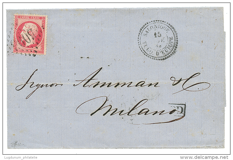 1864 80c(n°24) Obl. GC 5095 + SALONIQUE TURQ. D'EUROPE Sur Lettre Pour L'ITALIE. TB. - Lettres & Documents