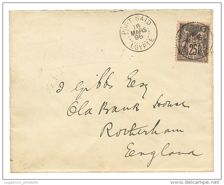 1898 FRANCE 25c SAGE Obl. PORT-SAID EGYPTE Sur Enveloppe Pour L' ANGLETERRE. Superbe. - Lettres & Documents