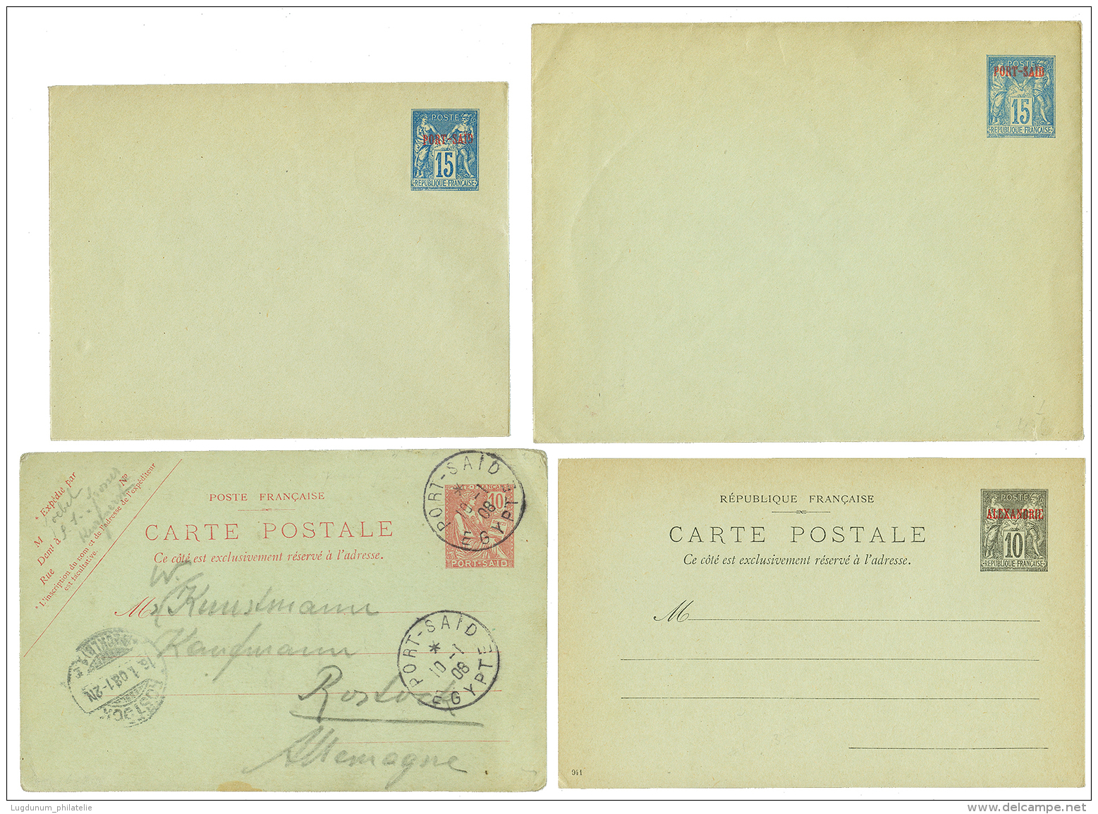 ALEXANDRIE : 1900-1929 Superbe Lot De 18 Lettres (dont RECOMMANDEES) Et 3 Entiers Neufs. A Voir. TTB. - Lettres & Documents