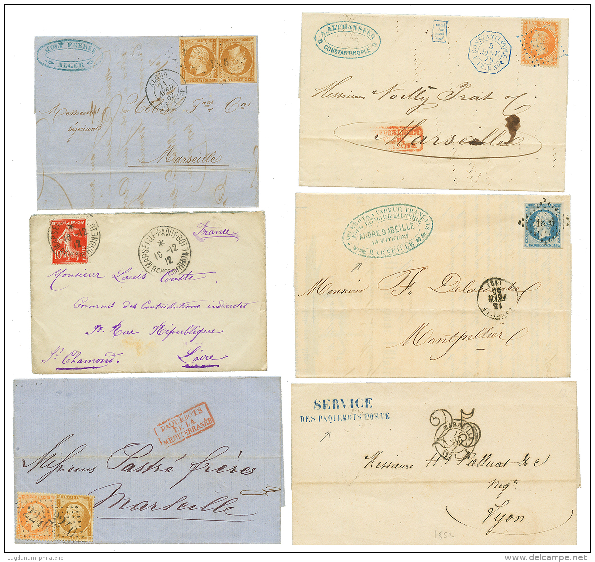 POSTE MARITIME : 1852/1912 Lot De 6 Lettres. TB. - Posta Marittima