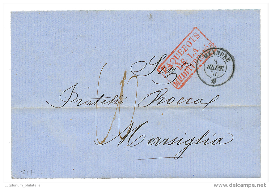 1856 MEANDRE 8 Sept 56 + Taxe 10 Sur Lettre De CONSTANTINOPLE Pour MARSEILLE. TTB. - Maritieme Post