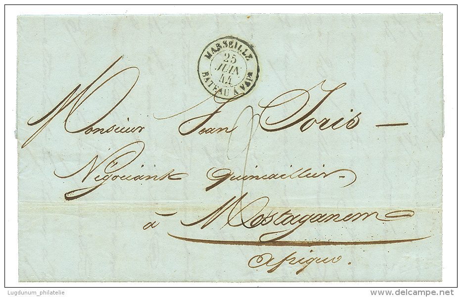 1844 MARSEILLE BATEAU A VAPr + Taxe 2 Sur Lettre De MARSEILLE Pour MOSTAGANEM(ALGERIE). TTB. - Maritieme Post