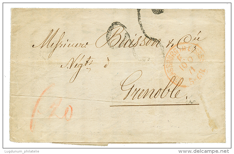 1871 STRASSBURG IM ELSASS/F. Rouge + Taxe 25 Sur Lettre Pour GRENOBLE. Rare. TB. - Brieven En Documenten