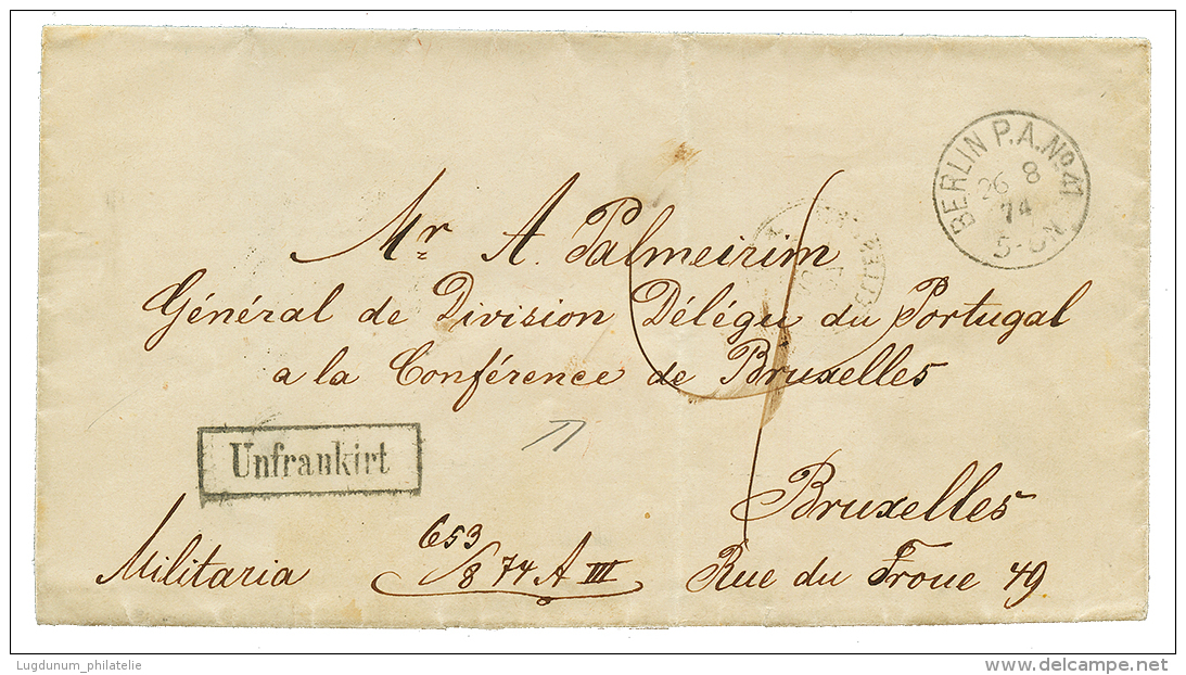 CONFERENCE DE BRUXELLES - DROIT Et DEVOIR Des BELIGERANTS : 1874 BERLIN + Taxe 4 + UNFRANKIRT Sur Lettre Adressée - Oorlog 1870