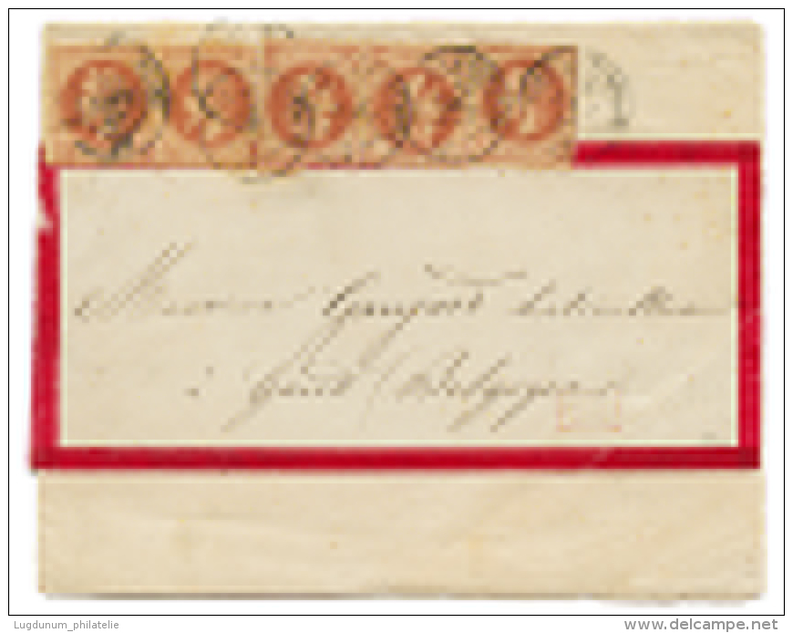 IMPRIME En DOUBLE PORT Pour La BELGIQUE : 1867 2c Lauré(x5) Obl. Sur IMPRIME Sous Bande Complet Pour LA BELGIQUE. - 1863-1870 Napoleon III Gelauwerd