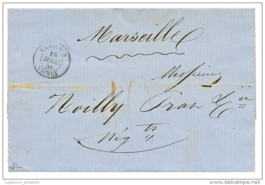 1856 KAMIESCH CRIMEE + Taxe 10 Sur Lettrte Avec Texte De KAMIESCH Pour A FRANCE. Signé BRUN. TB. - Legerstempels (voor 1900)