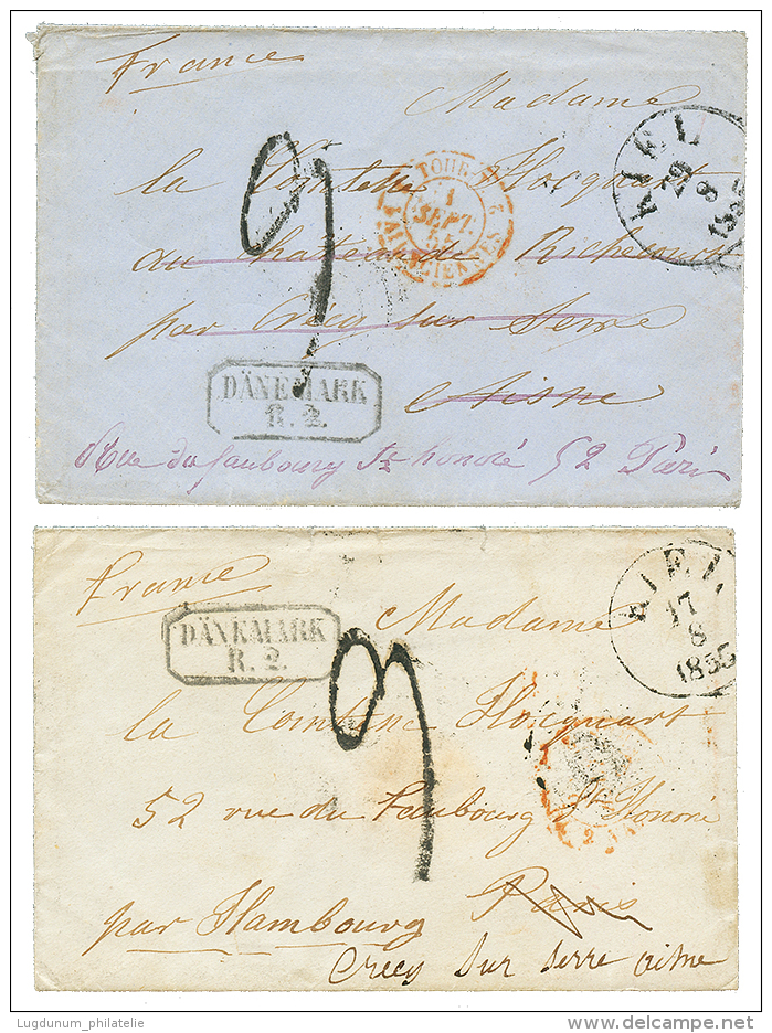 1855 2 Enveloppes Via KIEL &amp; DANEMARK Pour La FRANCE. Probablement En Provenance De L'ESCADRE DE LA BALTIQUE. TB. - Legerstempels (voor 1900)