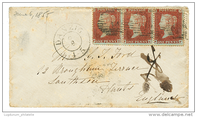 ESCADRE DE LA BALTIQUE : 1855 GB 1p(x3) + DANZIG Sur Env. Pour L'ANGLETERRE. RARE. TB. - Legerstempels (voor 1900)