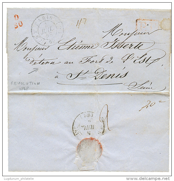 REVOLUTION De 1848 : 1848 PARIS + P.P Sur Lettre Avec Texte Pour Un Détenu Au FORT De L'EST à ST DENIS. Su - Legerstempels (voor 1900)