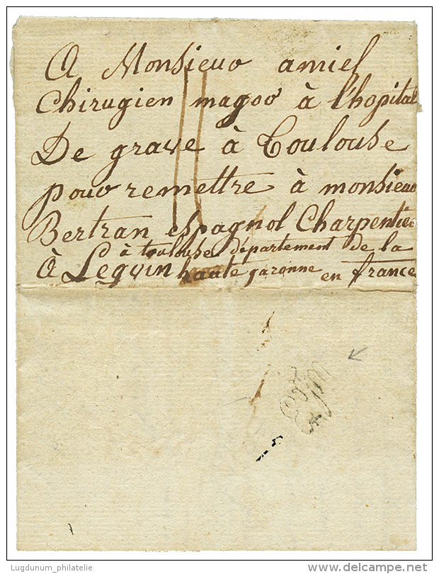 1813 Cachet De Censure "EX JM" Au Verso D'une Lettre D'un Prisonnier FRANCAIS (capturé Sur Le Navire REGOUIE) Dat - Bolli Militari (ante 1900)