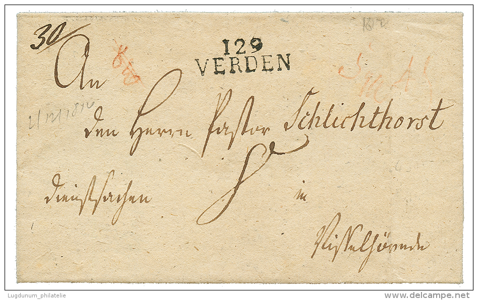 1812 129 VERDEN Sur Lettre Avec Texte. Rare. Superbe. - 1792-1815: Dipartimenti Conquistati