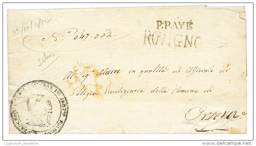 1812 P.PAYE + ROVIGNO Sur Lettre Avec Texte Pour ORSEVA. Trés Rare. TTB. - 1792-1815: Conquered Departments