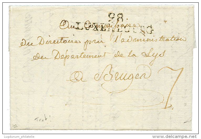 An 4 98 LUXEMBOURG Sur Lettre Avec Magnifique Vignette Intérieure. RARE. Superbe. - 1792-1815 : Departamentos Conquistados