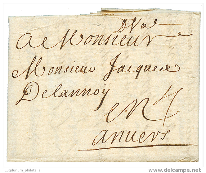 1703 "De VAL." Manuscrit Sur Lettre De VALENCIENNES Pour ANVERS(BELGIQUE). TTB. - 1701-1800: Voorlopers XVIII