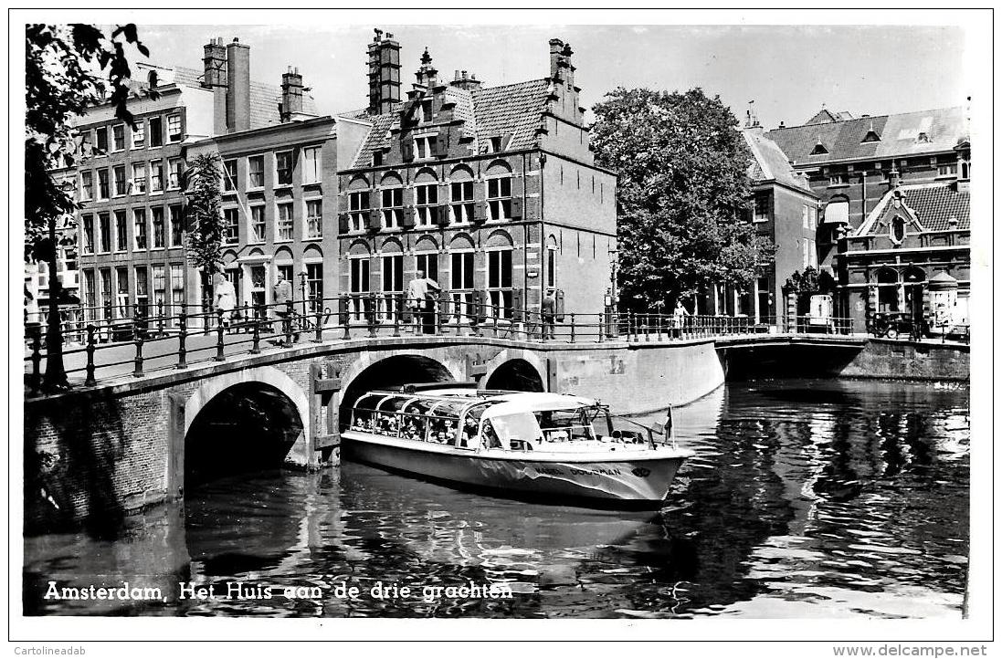 [DC3039] CPA - OLANDA PAESI BASSI - AMSTERDAM - HET HUIS AAN DRIE GRAEHTEH - Non Viaggiata - Old Postcard - Amsterdam