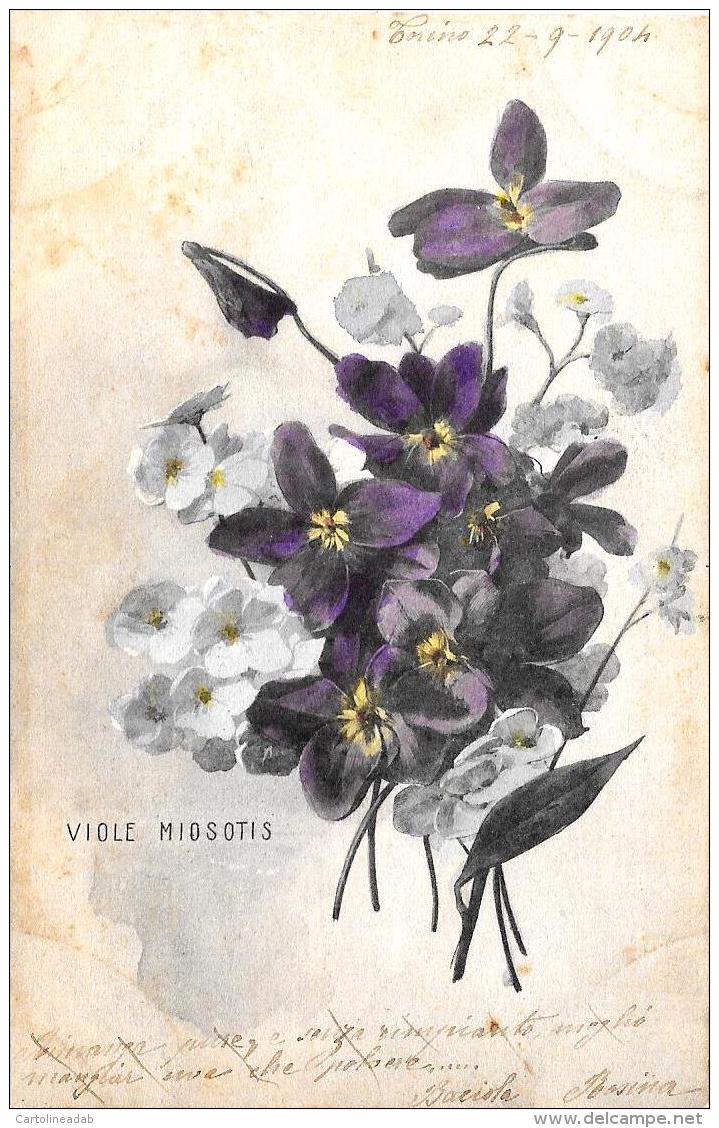 [DC3084] CPA - VIOLE MIOSOTIS - Viaggiata 1904 - Old Postcard - Fiori