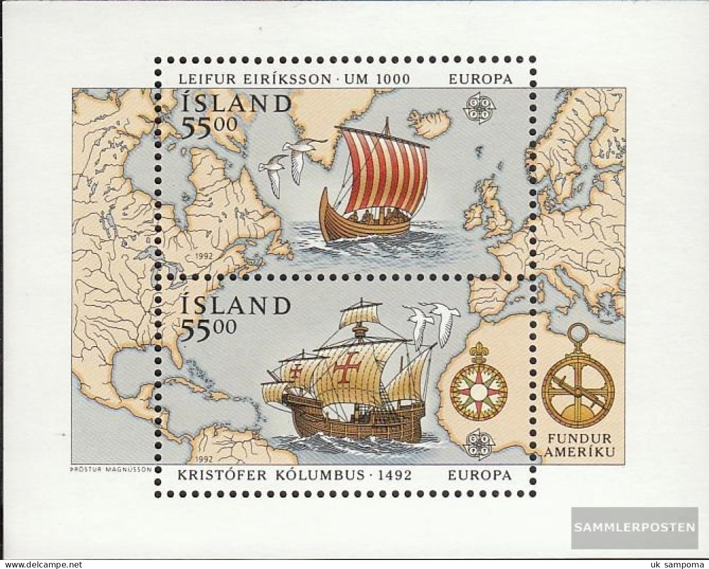 Iceland Block13 (complete Issue) Unmounted Mint / Never Hinged 1992 Discovery Of America - Ungebraucht