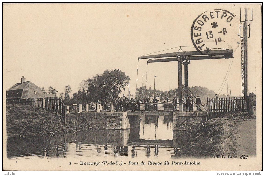 BEUVRY PONT DU RIVAGE DIT PONT ANTOINE CPA ANIMEE - Beuvry