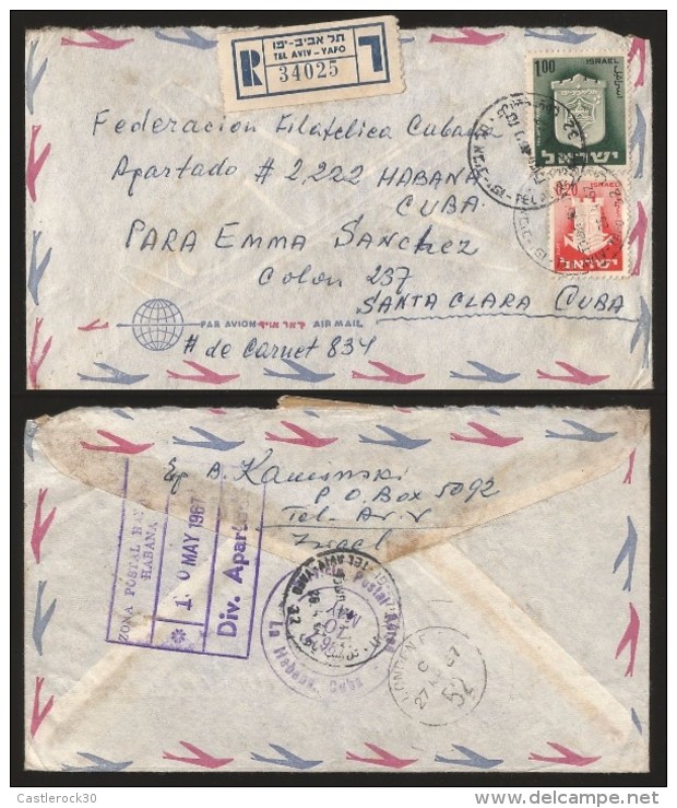 O) 1967 ISRAEL, COAT OF ARMS, COVER REGISTERED - TEL AVIV YAFO, SEAL RECEPTION TO CARIBE -DIV APAR. - Covers & Documents