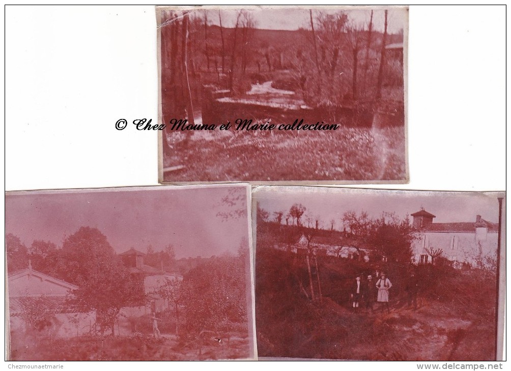 1923 - NOAILLAC - VILLAGE - GIRONDE - LOT DE 3 PHOTOS 8.5 X 6 CM - Lieux