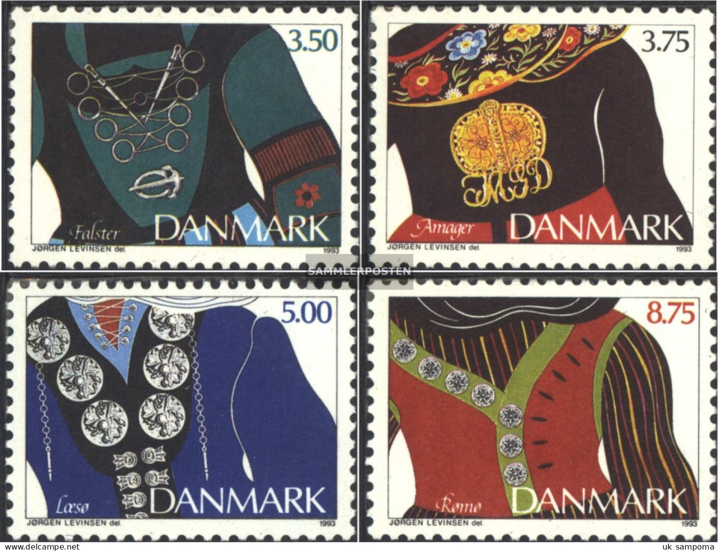 Denmark 1064-1067 (complete Issue) Unmounted Mint / Never Hinged 1993 Trachtenschmuck - Unused Stamps