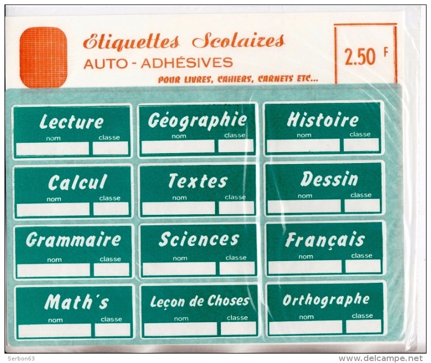 48 ETIQUETTES SCOLAIRES AUTO-ADHESIVES FOND ROUGE BLEU VERT VIOLET CAHIERS LIVRES ITALIEN LECTURE ESPAGNOL GRAMMAIRE... - Papeterie